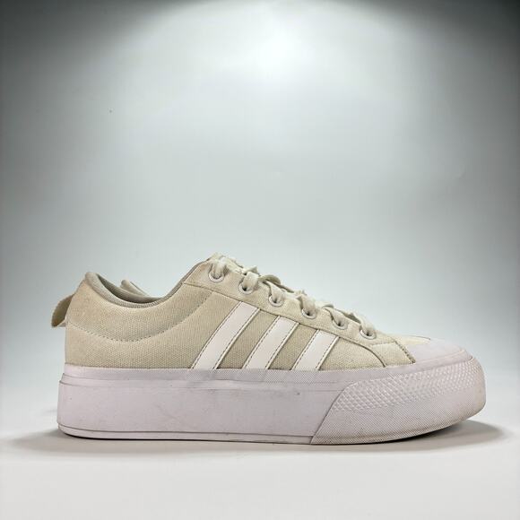 Adidas Bravada 2.0 White Canvas Low Top Platform Shoes IE2309 Women’s Size 10 - Picture 1 of 10